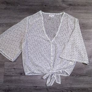 Kirra | Chiffon Printed Crop Blouse with Tie- Sz M